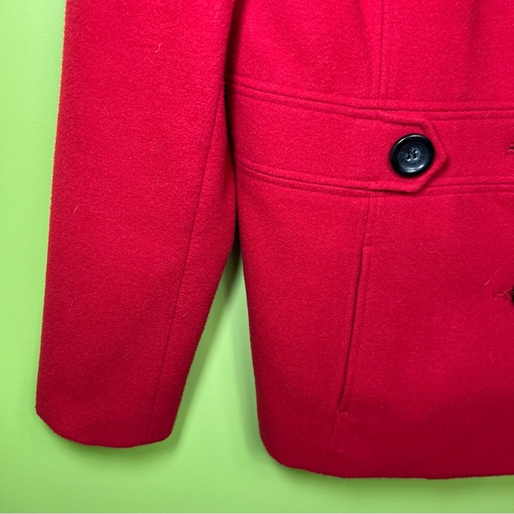 JM Collections Red Double-Breasted classic pea coat Jacket size S - Picture 2 of 6